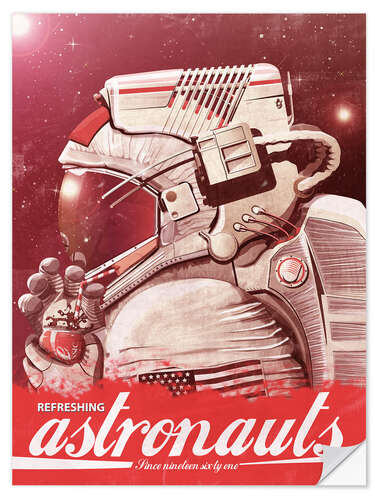 Selvklebende plakat Cola astronaut