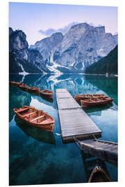 Foam board print Reflection in the Lago di Braies