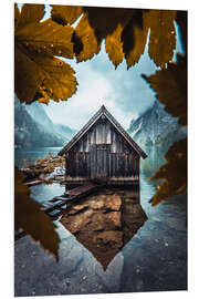 PVC print Wooden hut Obersee in autumn