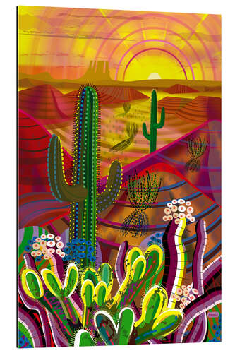 Tableau en plexi-alu Cactus au lever du soleil