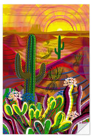 Sticker mural Cactus au lever du soleil