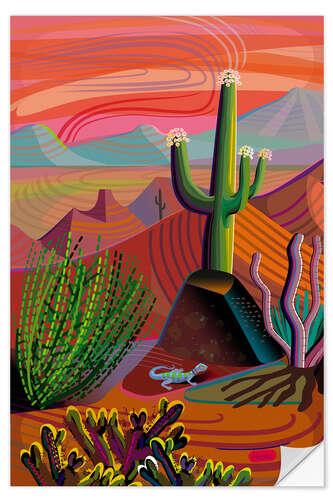 Selvklebende plakat Gila River Desert Sunset