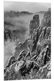 Foam board print Saxon Switzerland in the fog