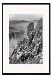 Gerahmter Kunstdruck Sächsische Schweiz im Nebel