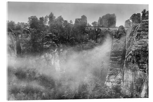 Akryylilasitaulu Basteibrücke in the fog