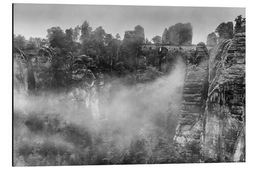 Aluminium print Basteibrücke in the fog