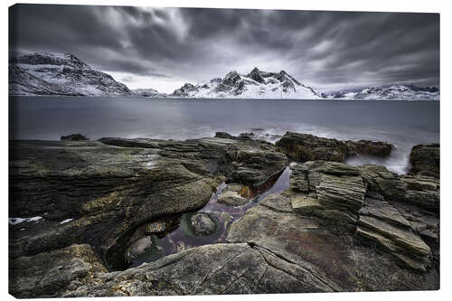 Lærredsbillede Stormy weather on the beach of Vikten, Norway