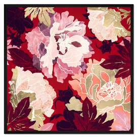 Gerahmter Kunstdruck Rotes Blumenbeet