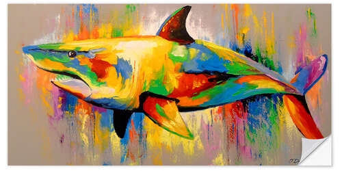 Sticker mural Requin multicolore