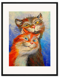 Gerahmter Kunstdruck Katzenpaar