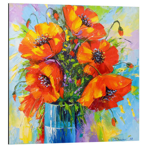 Aluminium print Bouquet of poppies