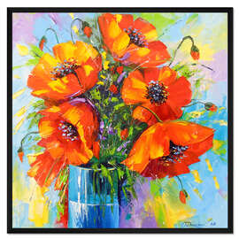 Gerahmter Kunstdruck Ein Strauß Mohnblumen