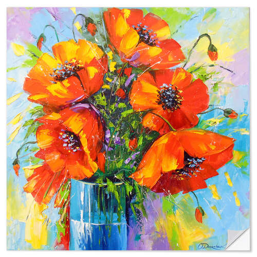 Muursticker Bouquet of poppies