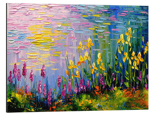 Aluminium print Flowers at the summer pond