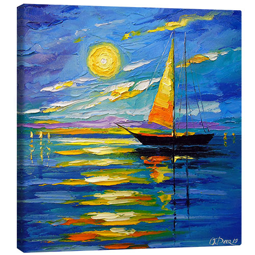 Lienzo Velero al atardecer
