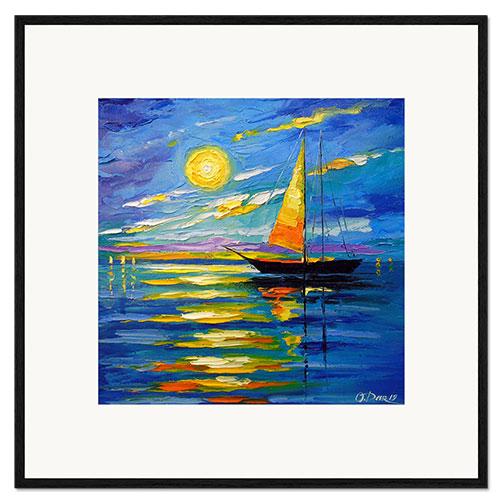 Impressão artística com moldura Veleiro ao pôr do sol