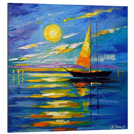 Magnettafel Segelboot bei Sonnenuntergang