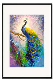 Gerahmter Kunstdruck Wunderschöner Pfau