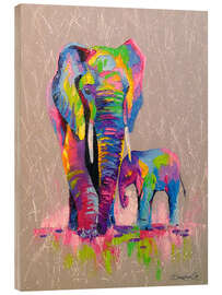 Cuadro de madera Elefantes coloridos - Olha Darchuk