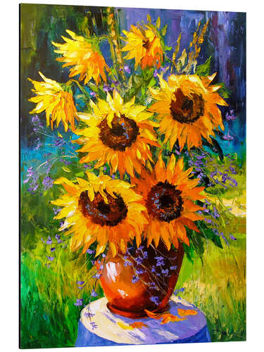 Alubild Strauß Sonnenblumen