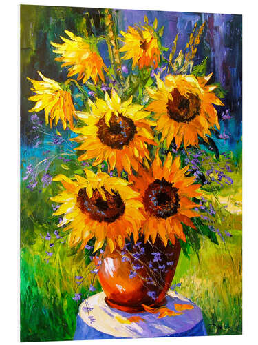 Foam board print Bouquet of sunflowers