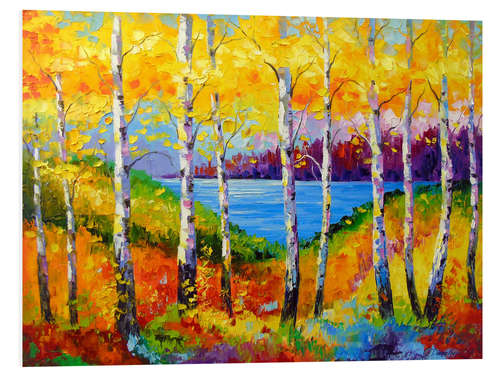 Foam board print Bright birches by the river