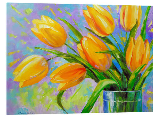 Acrylic print Bouquet of yellow tulips