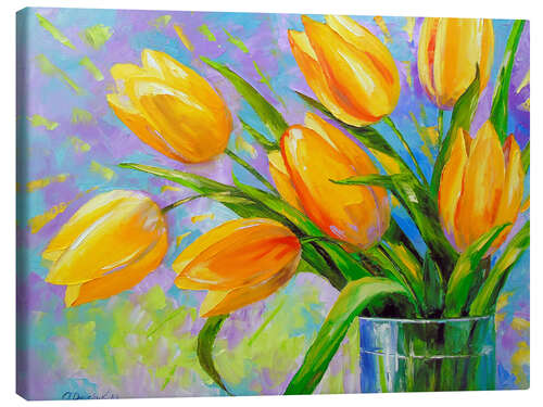 Canvas print Bouquet of yellow tulips