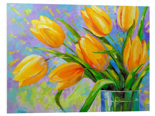 Print på skumplade Bouquet of yellow tulips