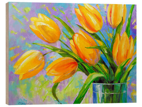 Quadro de madeira Buquê de tulipas amarelas