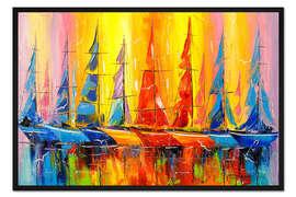 Gerahmter Kunstdruck Regenbogenboote