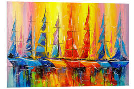 Tableau en PVC Bateaux aux couleurs de l'arc-en-ciel