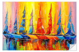 Selvklebende plakat Rainbow boats