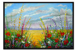 Gerahmter Kunstdruck Sommerblumen auf dem Feld