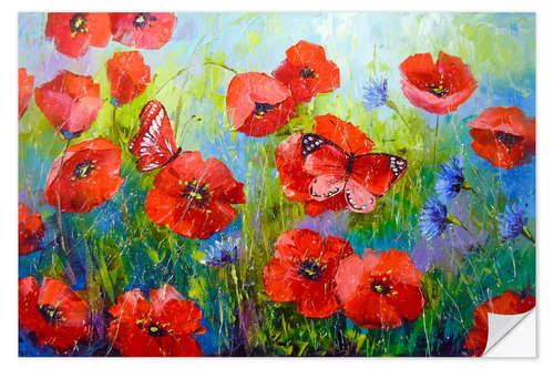 Selvklebende plakat Morning poppies