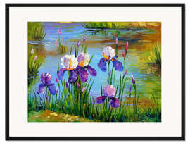Gerahmter Kunstdruck Iris am Teich