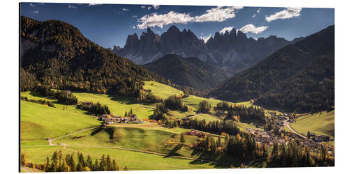 Cuadro de aluminio Idilio de montaña en otoño - Villnöß en los Dolomitas