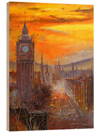 Holzbild Abends in London - Olha Darchuk