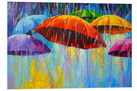 Foam board print Dancing umbrellas in the rain