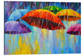 Magnettafel Tanzende Schirme im Regen