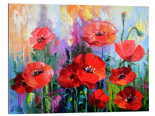 Tableau en plexi-alu Coquelicots sur le terrain