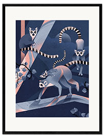 Gerahmter Kunstdruck Lemuren