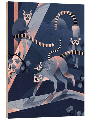 Wood print Lemurs