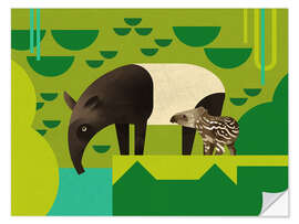 Sticker mural Tapir et son petit