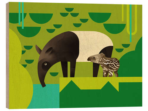 Stampa su legno Tapir
