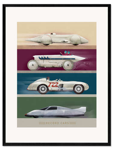 Kehystetty taidepainatus Record cars