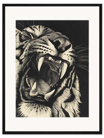 Gerahmter Kunstdruck Knurrender Tiger