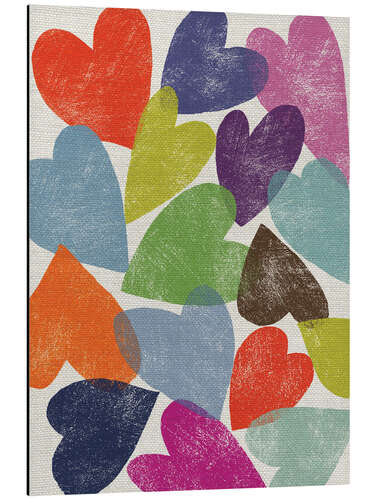 Aluminium print Colorful hearts