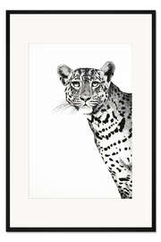 Gerahmter Kunstdruck Spähender Leopard