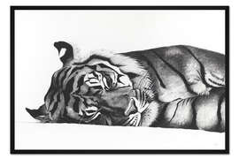 Gerahmter Kunstdruck Schlafender Tiger